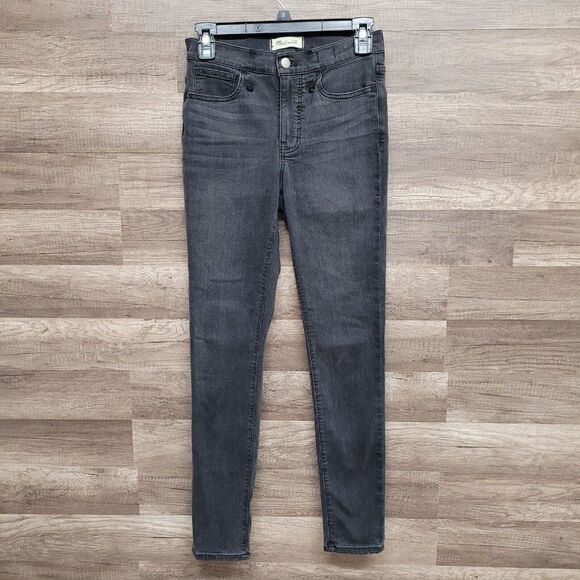 Madewell Roadtripper Jeans Size 25 Womens Black Skinny Mid Rise Charcoal Wash - Picture 3 of 16
